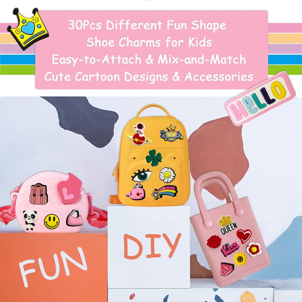 Shoe Charms for Women Boys Girls Kids Teens 30 Pcs Shoe Ornaments for Bubble Slides Funny Cartoon Cute Shoe Decoration Pins Accessories for Adults Men Birthday Gifts