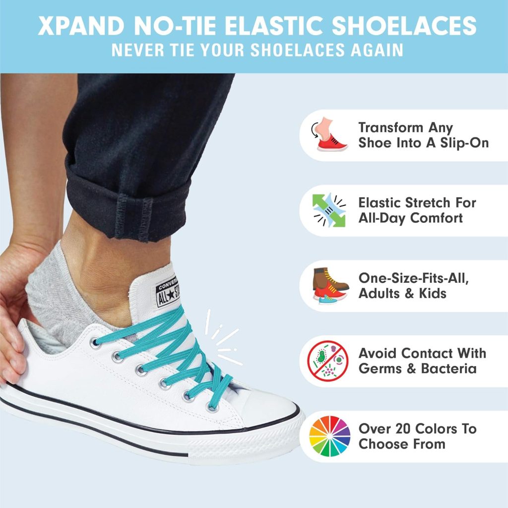 Xpand No Tie Shoelaces for Adults Kids - Stretch Elastic Shoe Laces for Sneakers | Stretchy Tieless Shoe Strings Xpand No Tie Shoelaces for Adults Kids - Stretch Elastic Shoe Laces for Sneakers | Stretchy Tieless Shoe Strings
