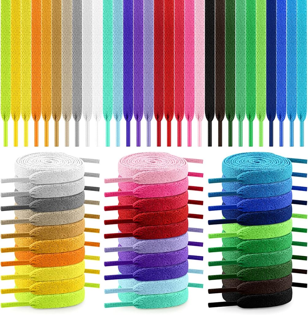 30 Pairs Flat Colored Shoe Laces, 31 40 47 54 Shoelaces Shoe Strings for Sneakers Boots Skate Shoes Sport Shoes 30 Pairs Flat Colored Shoe Laces, 31 40 47 54 Shoelaces Shoe Strings for Sneakers Boots Skate Shoes Sport Shoes