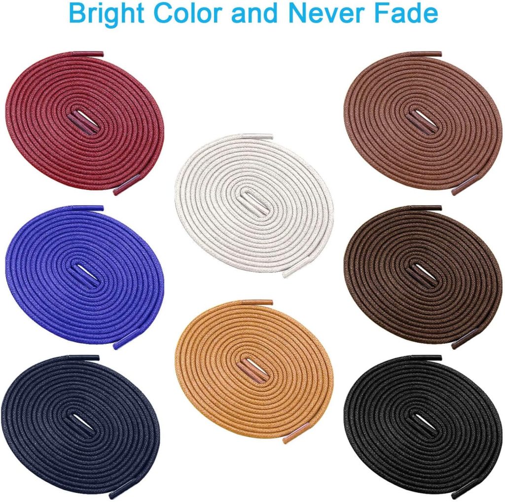 Dress Shoe Laces - 8 Pairs, Premium Round Colored Waxed Shoelaces of Oxford Chukka for Men and Women 3/32 Thin Dress Shoe Laces - 8 Pairs, Premium Round Colored Waxed Shoelaces of Oxford Chukka for Men and Women 3/32 Thin