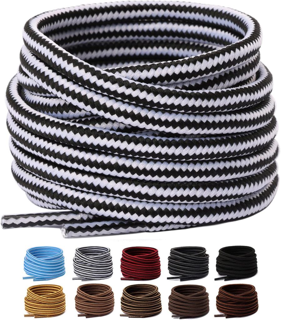 Olukssck 2 Pair Round Boot Laces [2 Pair], Heavy Duty and Durable Shoe Laces for Hiking Work Boots