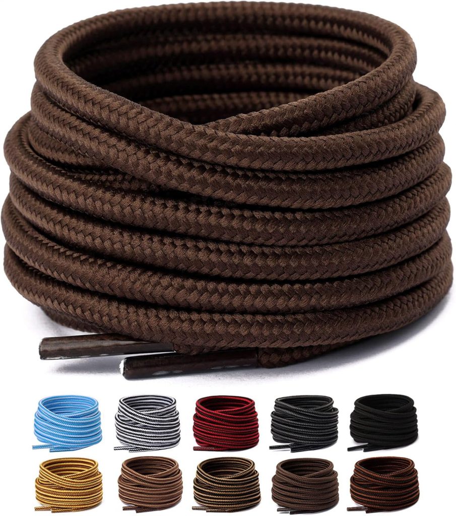 Olukssck 2 Pair Round Boot Laces [2 Pair], Heavy Duty and Durable Shoe Laces for Hiking Work Boots