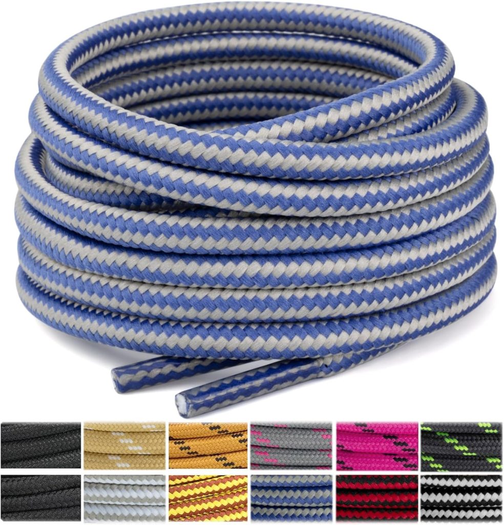 Stepace Round Shoelaces [2 Pairs] Heavy Duty Boot Shoe Laces for Hiking Work Boots