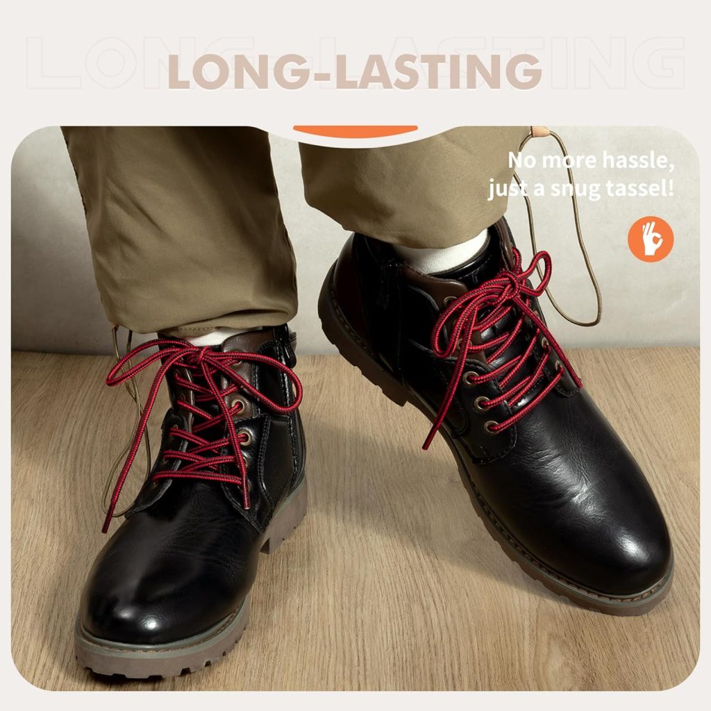 Stepace Round Shoelaces [2 Pairs] Heavy Duty Boot Shoe Laces for Hiking Work Boots