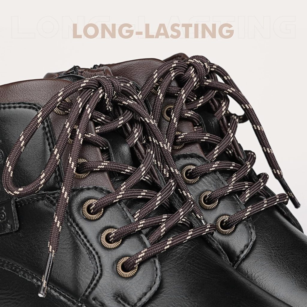 Stepace Round Shoelaces [2 Pairs] Heavy Duty Boot Shoe Laces for Hiking Work Boots