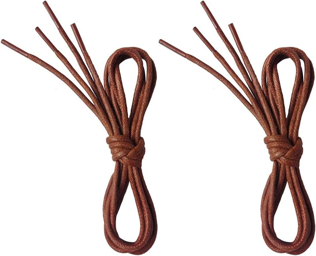 VSUDO 2 Pairs Waxed Round Dress Shoe Laces for Mens Dress Shoes, 1/8 Thin Business Oxford Shoelace/Shoe Strings