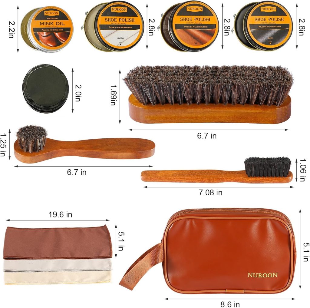 13Pcs Shoe Polish Kit for Men Women - 3 Horsehair Brushes, Black Brown Neutral Mink Oil for Boots Shine Care Kit 13Pcs Shoe Polish Kit for Men Women - 3 Horsehair Brushes, Black Brown Neutral Mink Oil for Boots Shine Care Kit