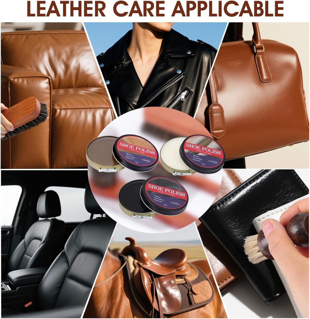 15pcs Shoe Shine Kit, Shoe Polish Kit, Leather Boot Care Kit, with Horsehair BrushWooden Applicator – Portable Travel Shoe Polish Kit for Brown/Black/Neutral Shoes