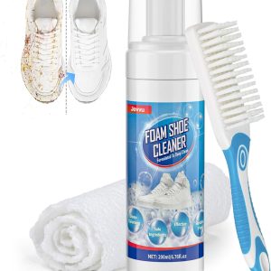 Jevvu Shoe Cleaner, 6.76fl.oz Sneaker Cleaner Foam for Removing Stains and Dirt, Shoe Cleaning Kit for White Shoes