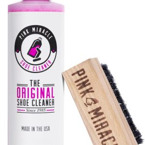 Pink Miracle Shoe Cleaner Kit with Bottle and Brush For Fabric Cleaner For Leather, Whites, Suede and Nubuck Sneakers