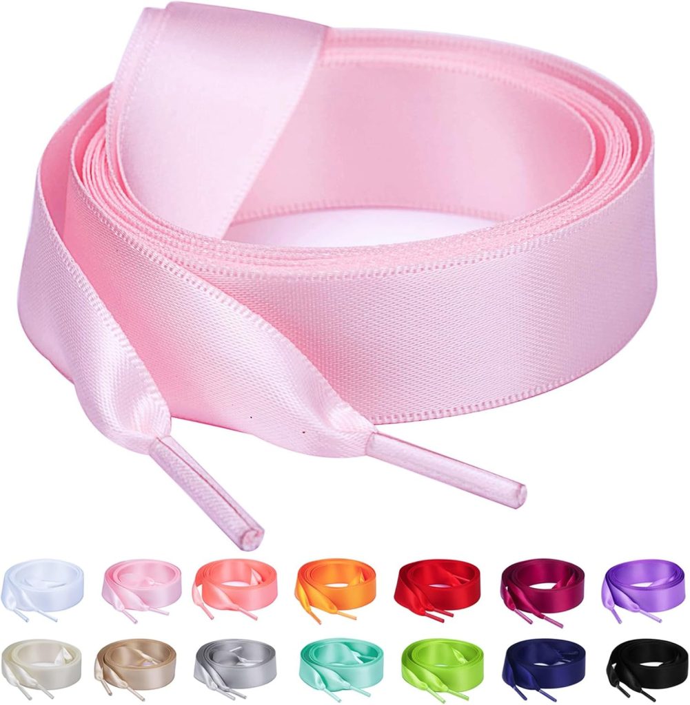 Booyckiy 3/4 Wide Satin Ribbon Shoelaces Flat Colorful Shoe Laces for Women