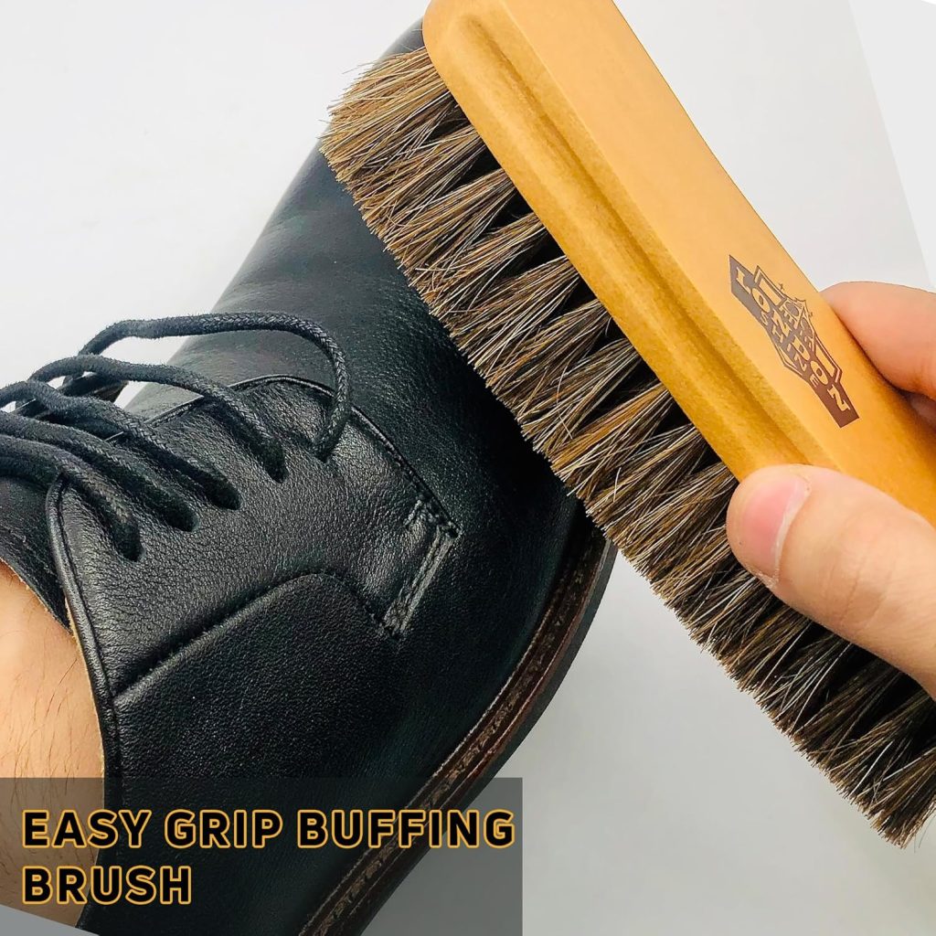 Horsehair Shoe Brush Kit Set – 4 Pcs Shoe Shine Brushes for Leather Shoes, Boots  Sneakers – Soft Bristles Shoe Care Kit for Cleaning, Polishing  Shining