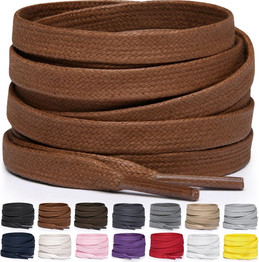 Miscly Flat Waxed Cotton Shoe Laces for Boots, Sneakers, and Shoes – Multiple Lengths and Colors Available
