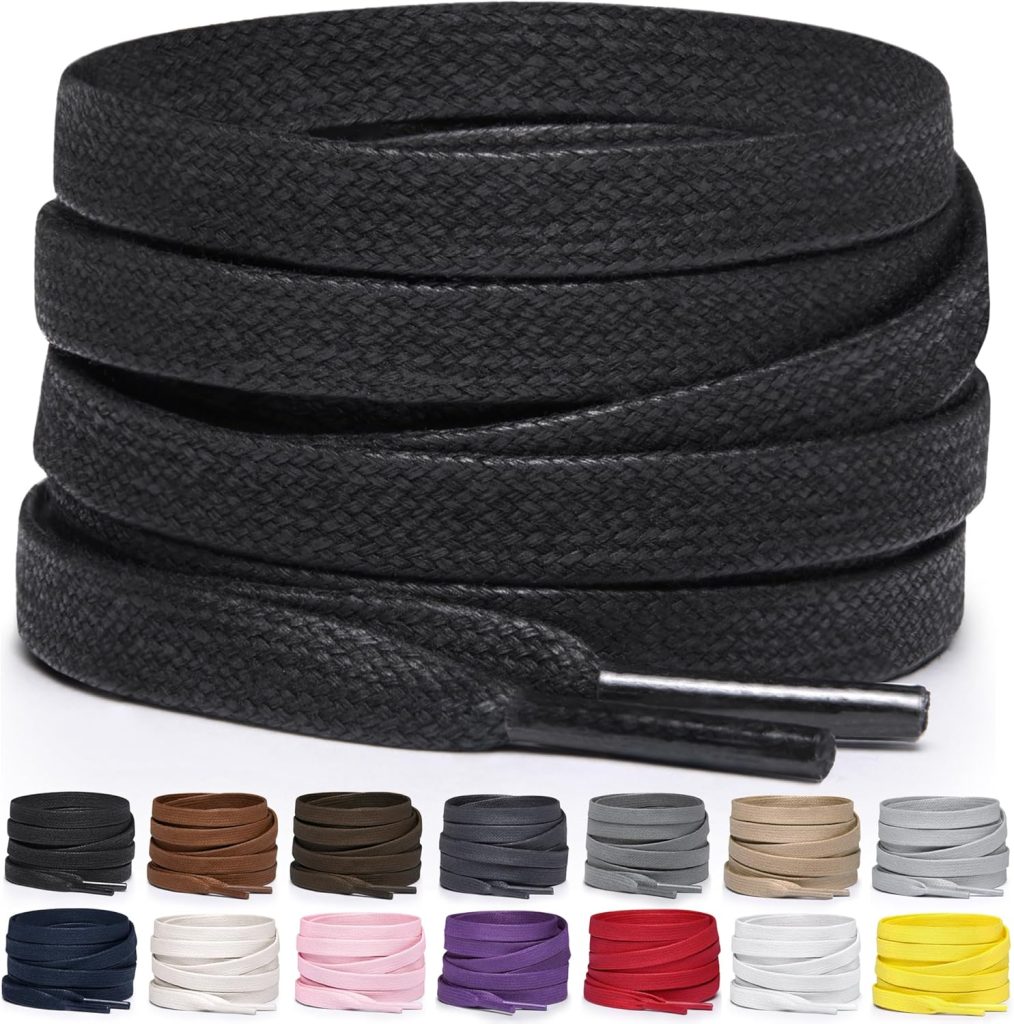 Miscly Flat Waxed Cotton Shoe Laces for Boots, Sneakers, and Shoes – Multiple Lengths and Colors Available