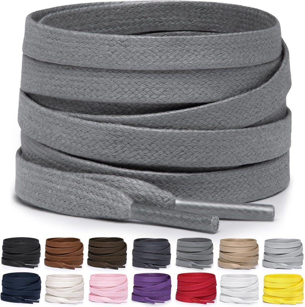 Miscly Flat Waxed Cotton Shoe Laces for Boots, Sneakers, and Shoes – Multiple Lengths and Colors Available