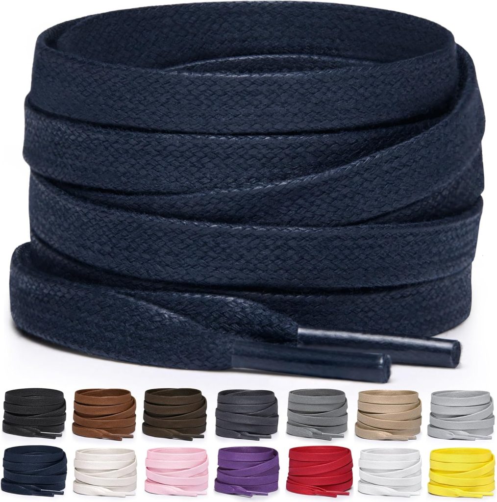 Miscly Flat Waxed Cotton Shoe Laces for Boots, Sneakers, and Shoes – Multiple Lengths and Colors Available