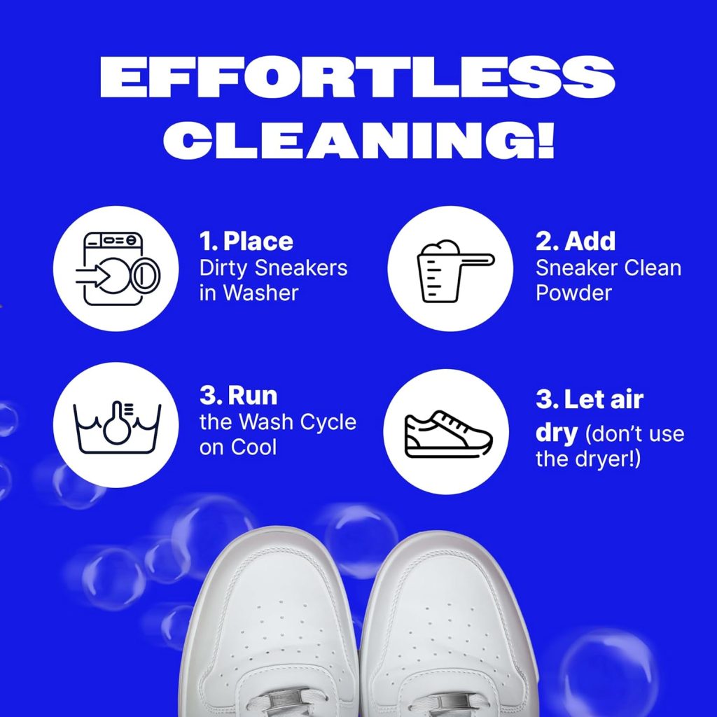 Sneaker Cleaner Kit, Shoe Cleaner for White  Colored Sneakers, Stain Remover, Deodorizer Powder, Washing Machine Safe
