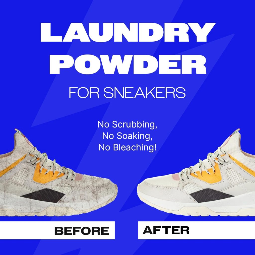 Sneaker Cleaner Kit, Shoe Cleaner for White  Colored Sneakers, Stain Remover, Deodorizer Powder, Washing Machine Safe