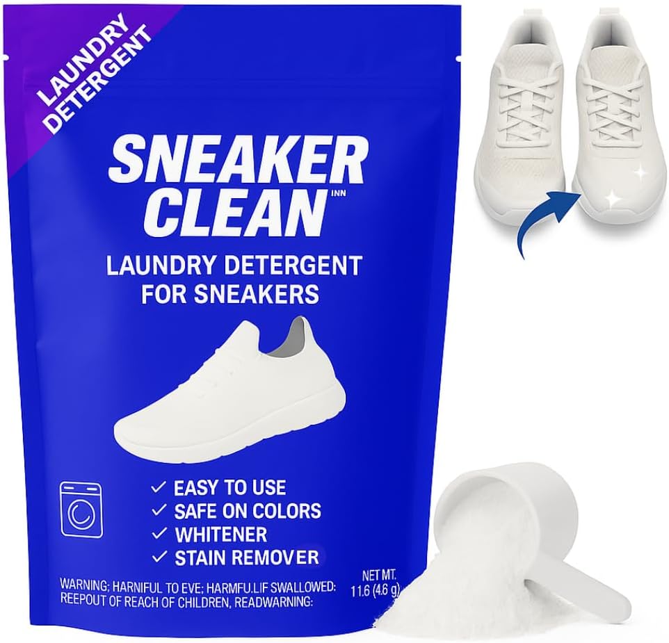 Sneaker Cleaner Kit, Shoe Cleaner for White  Colored Sneakers, Stain Remover, Deodorizer Powder, Washing Machine Safe
