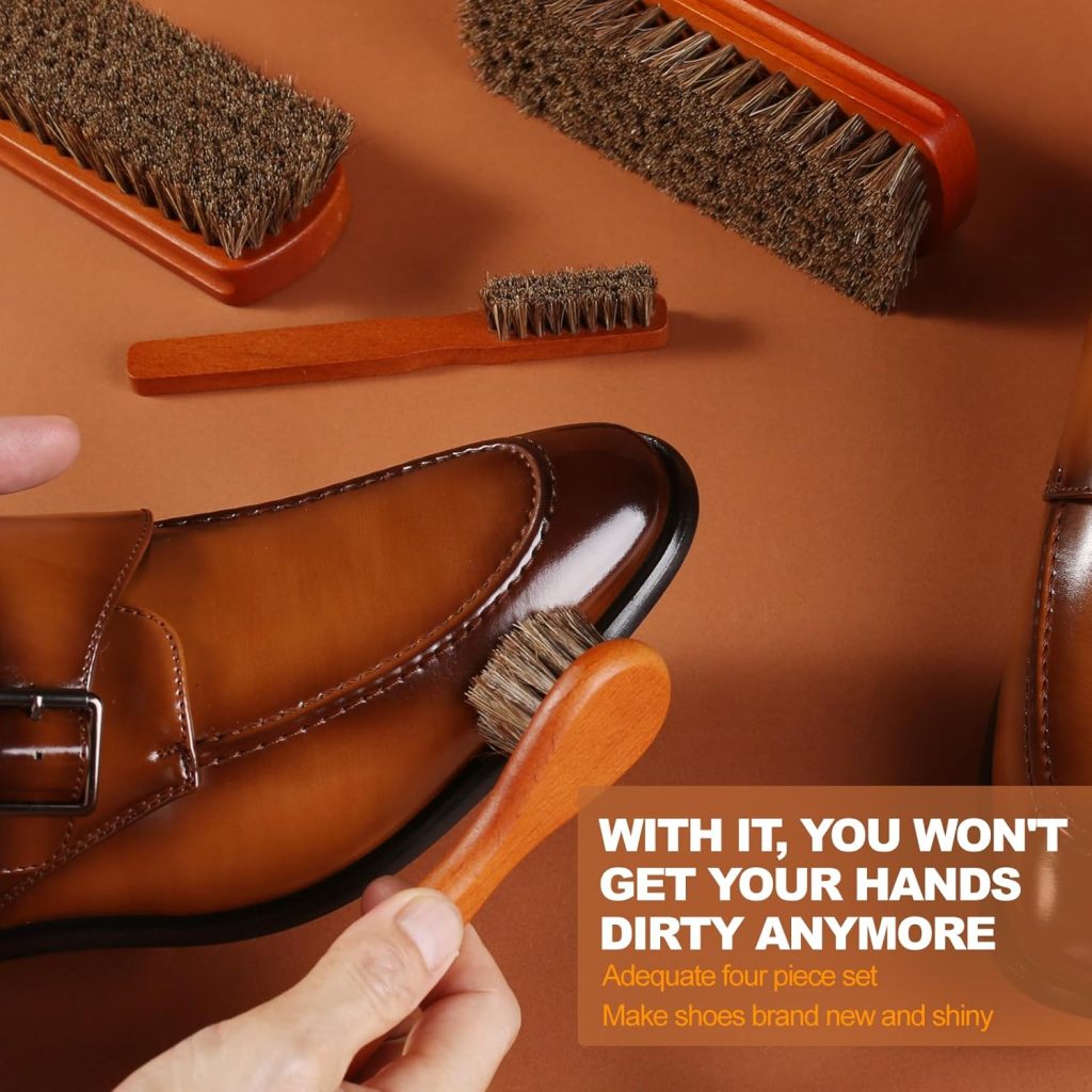 4 Pcs Shoe Brush, Boot Brush, Horse Hair Brush for Leather, Shoe Polish Brush, Professional Leather Shoe Care Brushes, Horsehair Shoe Shine Brush Cleaning Brush Care Clean Dauber Applicators 4 Pcs Shoe Brush, Boot Brush, Horse Hair Brush for Leather, Shoe Polish Brush, Professional Leather Shoe Care Brushes, Horsehair Shoe Shine Brush Cleaning Brush Care Clean Dauber Applicators