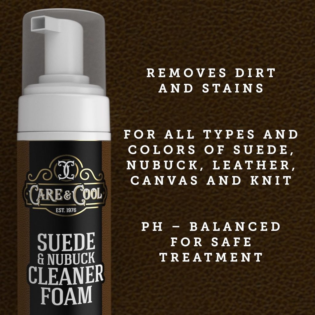 Care Cool Suede and Nubuck Cleaner FOAM KIT (5 oz) Restores Color and Vibrancy to Shoes, Boots, Clothes, and Furniture. Care Cool Suede and Nubuck Cleaner FOAM KIT (5 oz) Restores Color and Vibrancy to Shoes, Boots, Clothes, and Furniture.