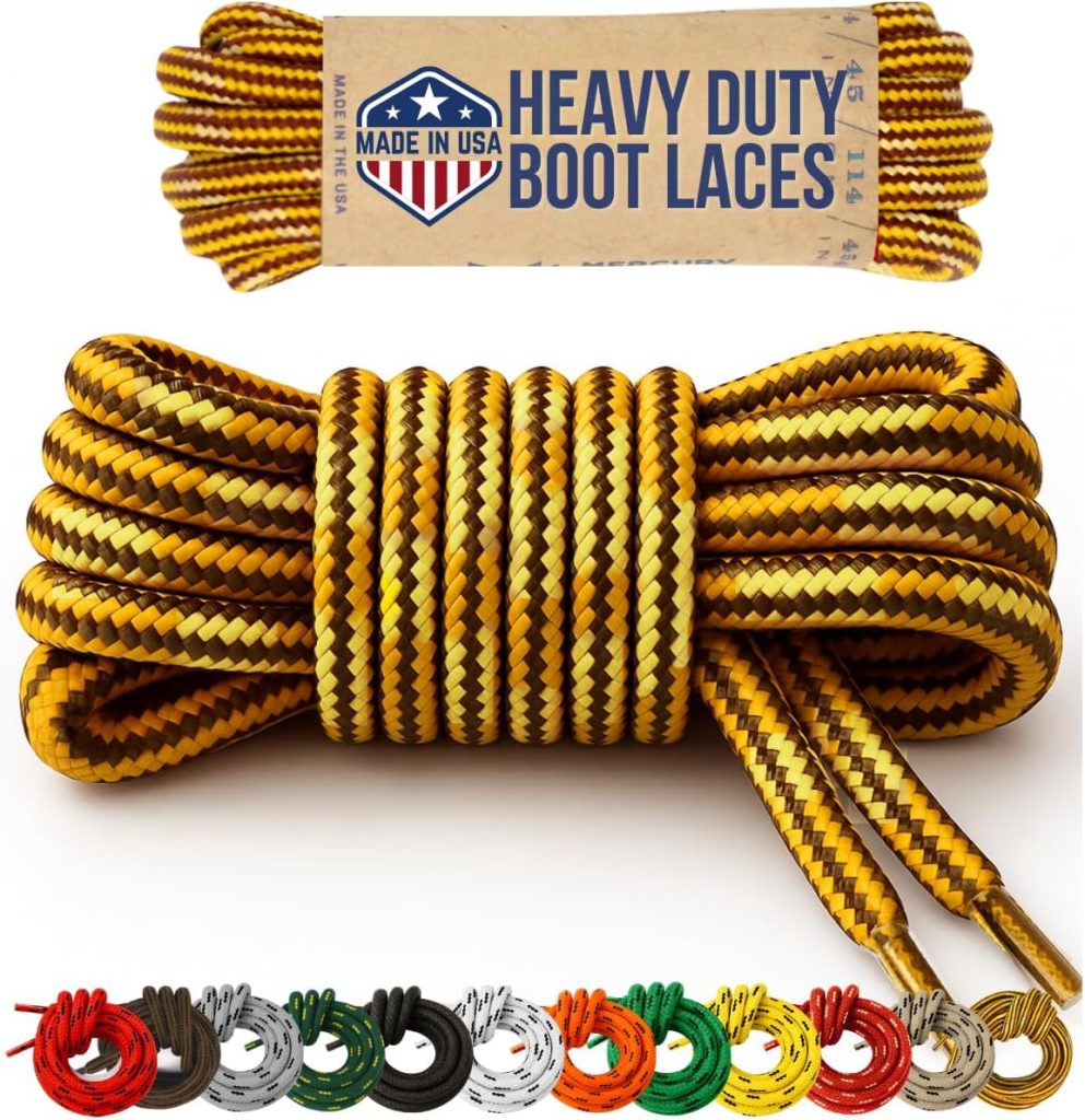 Honey Badger Boot Laces, USA Made Indestructible Shoelaces, Round Heavy Duty Bootlaces for Work Hiking Honey Badger Boot Laces, USA Made Indestructible Shoelaces, Round Heavy Duty Bootlaces for Work Hiking