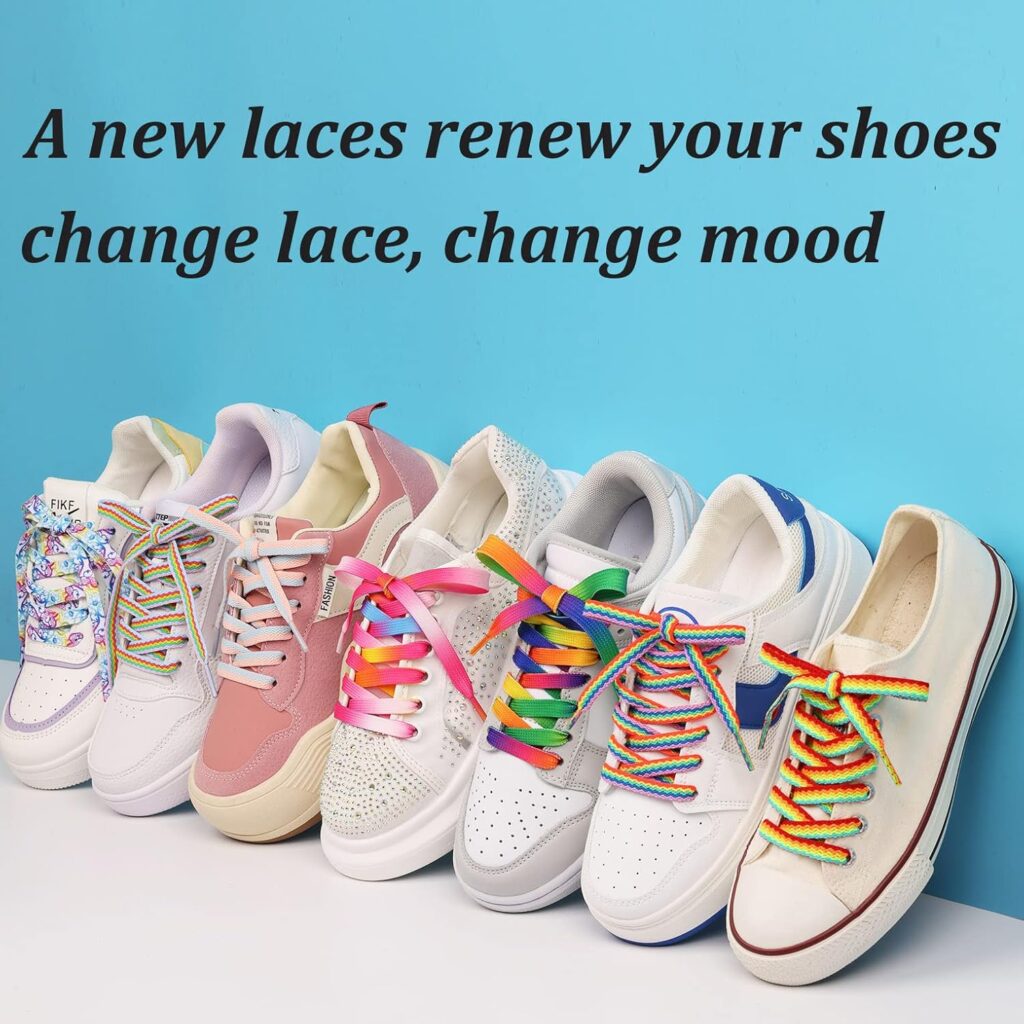 Booyckiy 31-71 Flat Colorful Fashion Sneakers Shoelaces, Rainbow Shoe Laces Booyckiy 31-71 Flat Colorful Fashion Sneakers Shoelaces, Rainbow Shoe Laces
