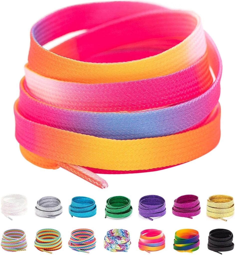 Booyckiy 31-71 Flat Colorful Fashion Sneakers Shoelaces, Rainbow Shoe Laces Booyckiy 31-71 Flat Colorful Fashion Sneakers Shoelaces, Rainbow Shoe Laces