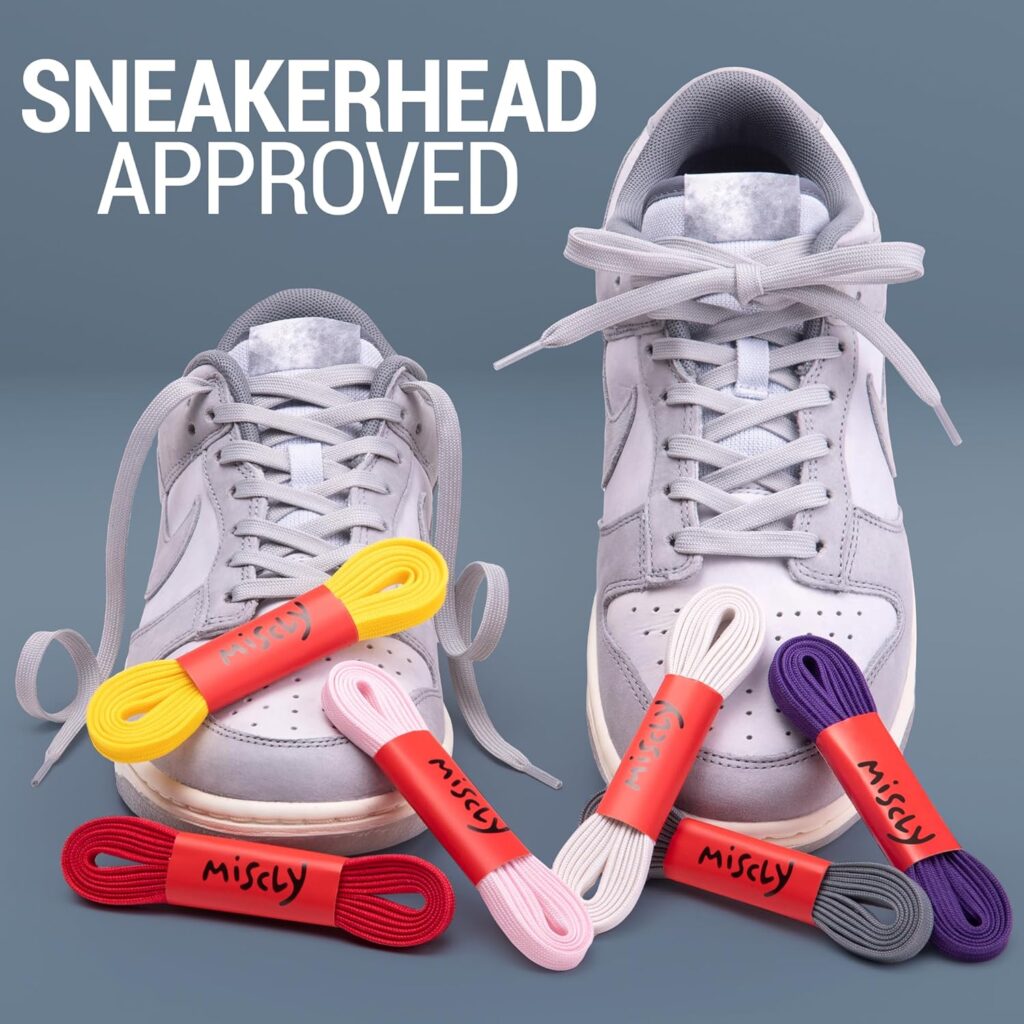 Miscly Flat Shoe Laces for Sneakers, Multiple Lengths and Colors Available Miscly Flat Shoe Laces for Sneakers, Multiple Lengths and Colors Available