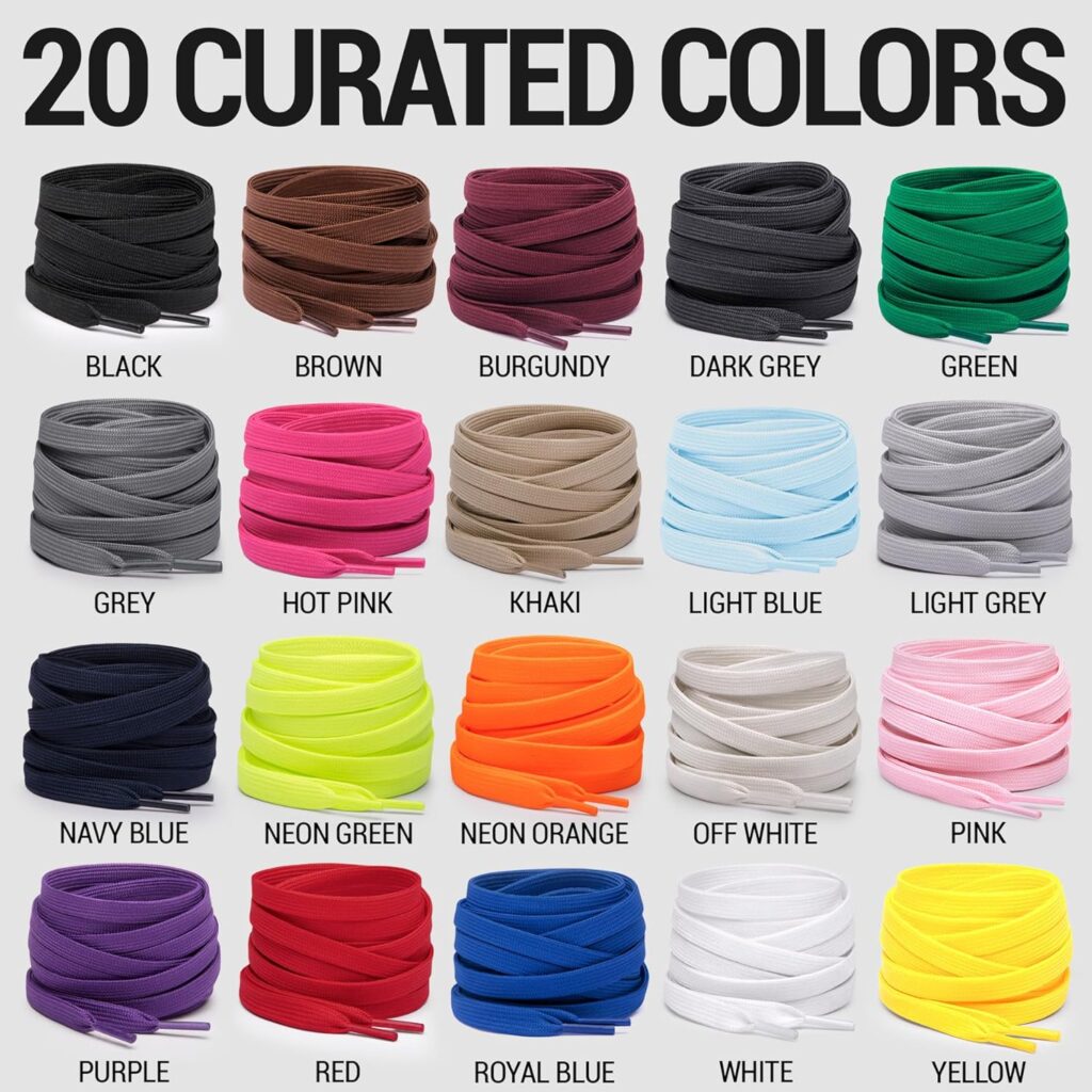Miscly Flat Shoe Laces for Sneakers, Multiple Lengths and Colors Available Miscly Flat Shoe Laces for Sneakers, Multiple Lengths and Colors Available
