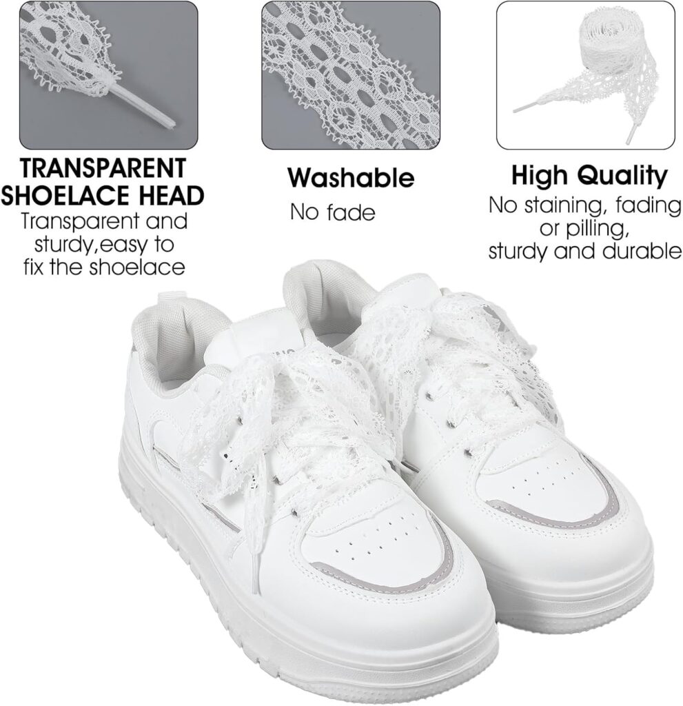 Ouligay 2 Pairs Lace Shoe Laces for Sneakers 3CM Wide White Lace Shoelaces for Sneakers Womens Cute Laces Shoe String 47 Inch 120cm Long Fancy Hollow Flat Shoestrings for Women Girls Ouligay 2 Pairs Lace Shoe Laces for Sneakers 3CM Wide White Lace Shoelaces for Sneakers Womens Cute Laces Shoe String 47 Inch 120cm Long Fancy Hollow Flat Shoestrings for Women Girls