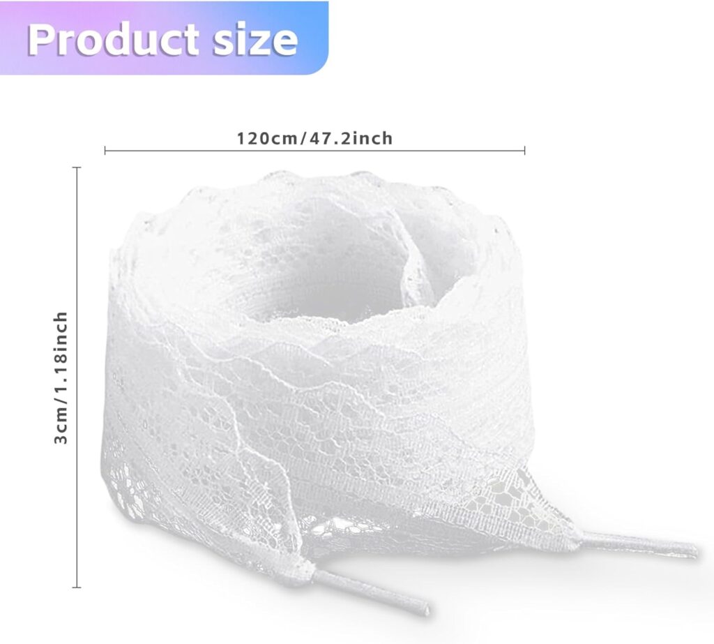 uadbau 2 Pairs Lace Shoelaces, Flat Ribbon Shoe Laces for Women, Fancy 3cm Wide Sneaker Shoelaces, Decorative and Comfortable uadbau 2 Pairs Lace Shoelaces, Flat Ribbon Shoe Laces for Women, Fancy 3cm Wide Sneaker Shoelaces, Decorative and Comfortable