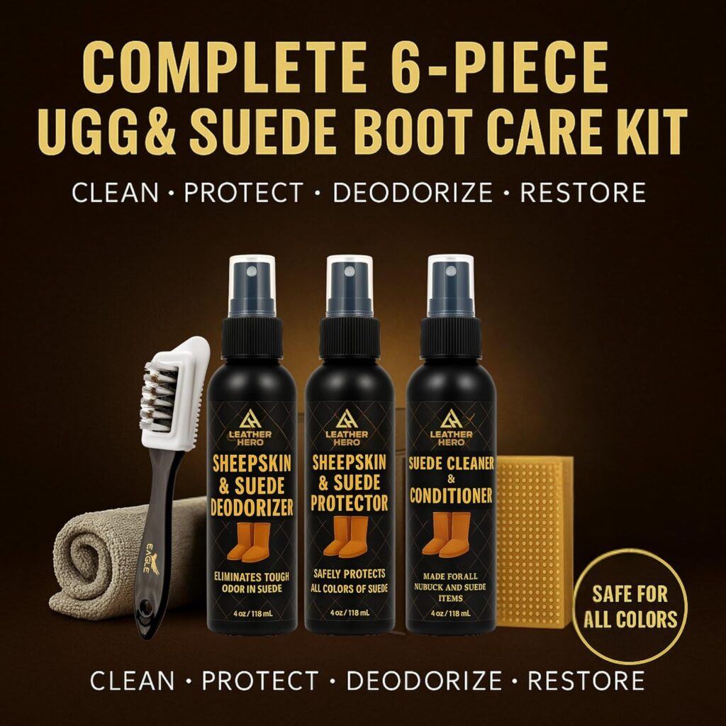 Suede Nubuck Care Kit – Compatible with UGG Boots, Sheepskin Winter Suede – 6-Piece Cleaner Protector Suede Nubuck Care Kit – Compatible with UGG Boots, Sheepskin Winter Suede – 6-Piece Cleaner Protector