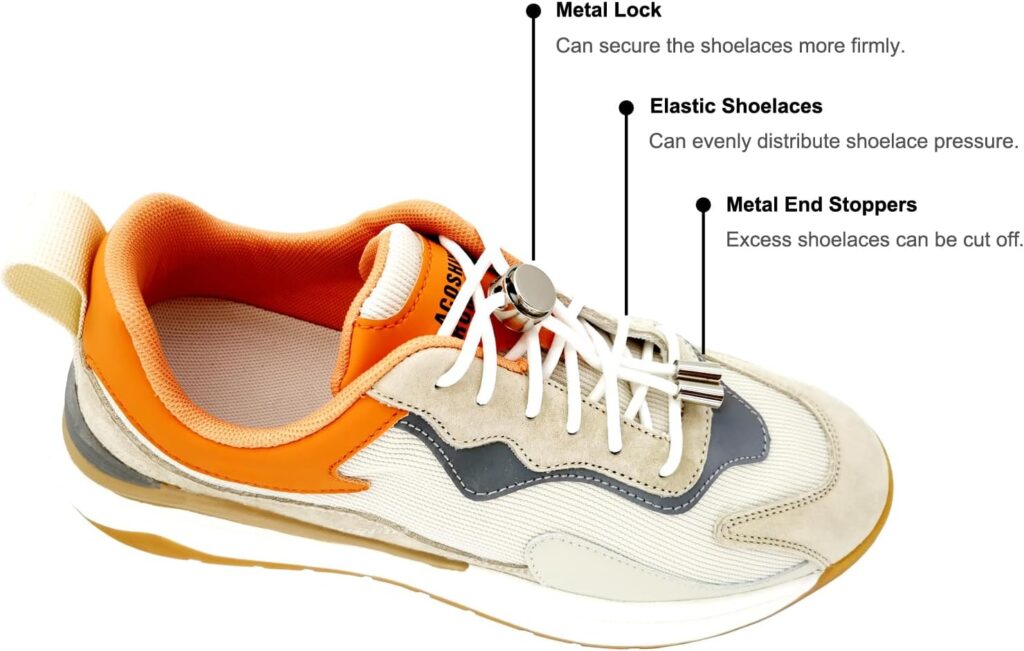 Ahoper Metal Lock - No Tie Shoe Laces for adults, Elastic Shoelaces for sneakers, tieless for kids, Shoe strings, 3 Pairs Ahoper Metal Lock - No Tie Shoe Laces for adults, Elastic Shoelaces for sneakers, tieless for kids, Shoe strings, 3 Pairs