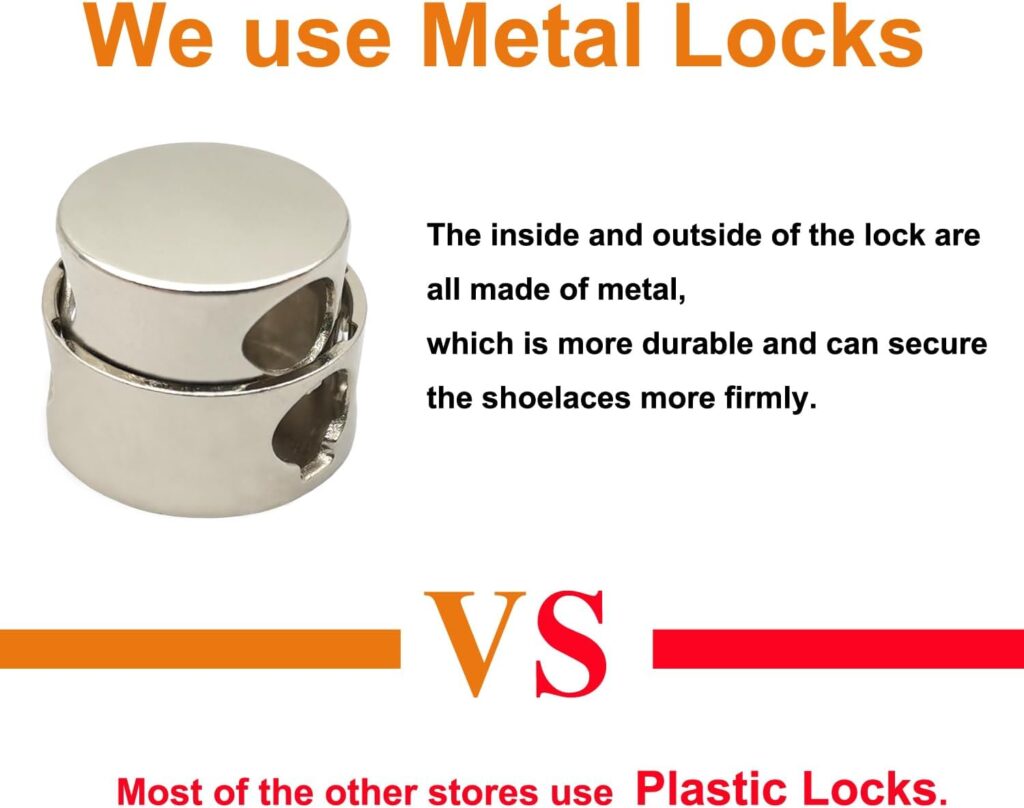 Ahoper Metal Lock - No Tie Shoe Laces for adults, Elastic Shoelaces for sneakers, tieless for kids, Shoe strings, 3 Pairs Ahoper Metal Lock - No Tie Shoe Laces for adults, Elastic Shoelaces for sneakers, tieless for kids, Shoe strings, 3 Pairs