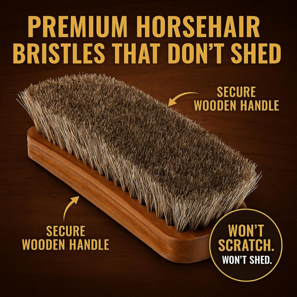 Eagle Shoe Shine Brush Kit 5-Piece Leather Care Set with Horsehair Brush, Daubers, Shine Sponge Polishing Cloth for Shoes, Boots, Bags Accessories Eagle Shoe Shine Brush Kit 5-Piece Leather Care Set with Horsehair Brush, Daubers, Shine Sponge Polishing Cloth for Shoes, Boots, Bags Accessories