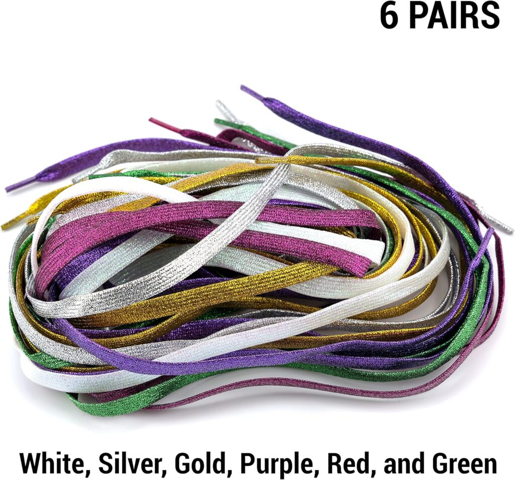 IFAMIO 6 Pairs Glitter Flat Shoelaces Flat Glitter Shiny Metallic Shoe Laces Metallic Shoelaces Sequin Shoe Strings Shiny Metallic Glitter Shoelaces for Sneakers Boots Skate Running Shoes IFAMIO 6 Pairs Glitter Flat Shoelaces Flat Glitter Shiny Metallic Shoe Laces Metallic Shoelaces Sequin Shoe Strings Shiny Metallic Glitter Shoelaces for Sneakers Boots Skate Running Shoes