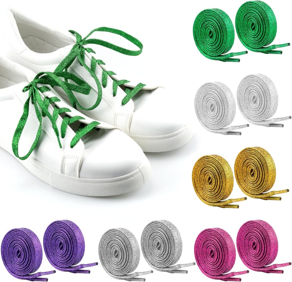 IFAMIO 6 Pairs Glitter Flat Shoelaces Flat Glitter Shiny Metallic Shoe Laces Metallic Shoelaces Sequin Shoe Strings Shiny Metallic Glitter Shoelaces for Sneakers Boots Skate Running Shoes IFAMIO 6 Pairs Glitter Flat Shoelaces Flat Glitter Shiny Metallic Shoe Laces Metallic Shoelaces Sequin Shoe Strings Shiny Metallic Glitter Shoelaces for Sneakers Boots Skate Running Shoes