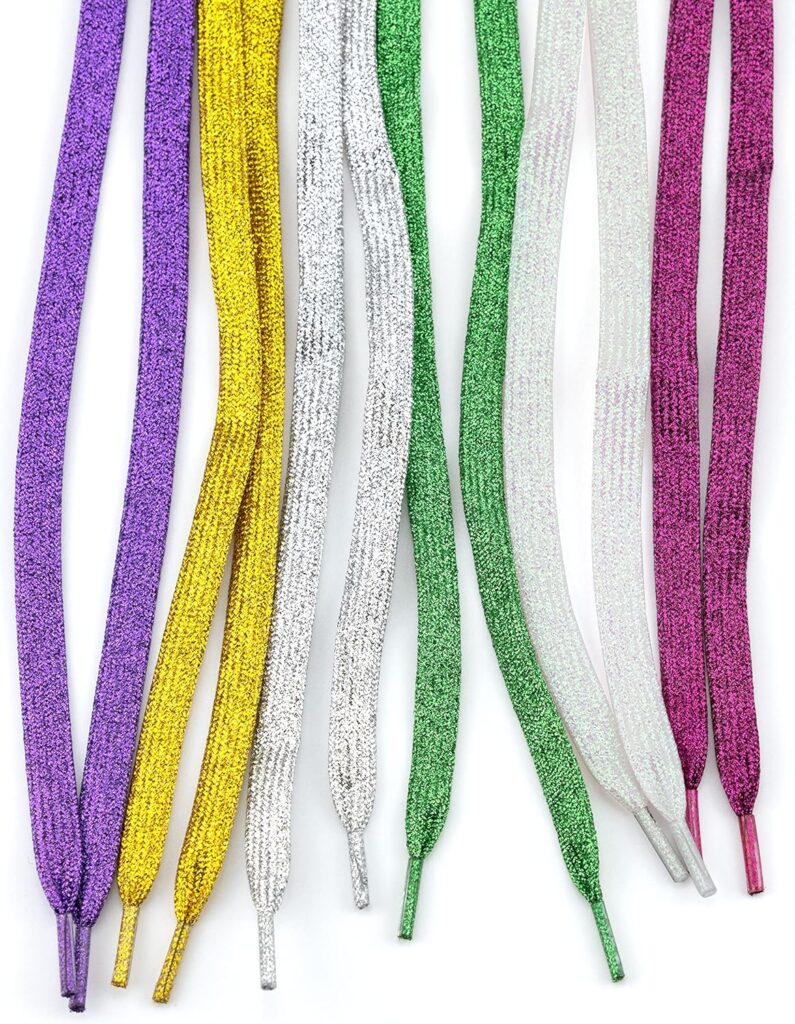 IFAMIO 6 Pairs Glitter Flat Shoelaces Flat Glitter Shiny Metallic Shoe Laces Metallic Shoelaces Sequin Shoe Strings Shiny Metallic Glitter Shoelaces for Sneakers Boots Skate Running Shoes IFAMIO 6 Pairs Glitter Flat Shoelaces Flat Glitter Shiny Metallic Shoe Laces Metallic Shoelaces Sequin Shoe Strings Shiny Metallic Glitter Shoelaces for Sneakers Boots Skate Running Shoes