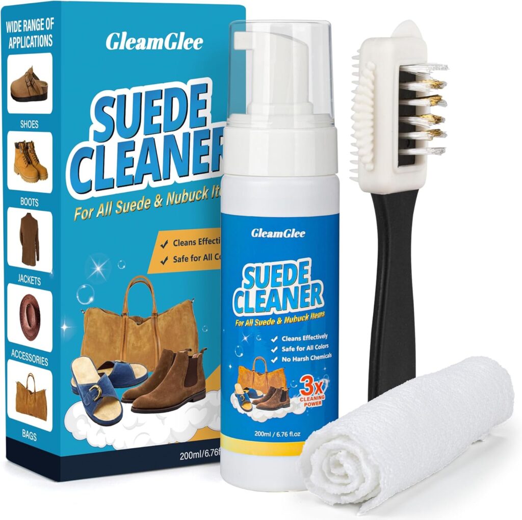 Suede Cleaner Kit – 6.76 Oz Suede Nubuck Shoe Cleaner with Brush Towel – Cleans Restores Shoes, Boots, Jackets, Bags, Purses More Suede Cleaner Kit – 6.76 Oz Suede Nubuck Shoe Cleaner with Brush Towel – Cleans Restores Shoes, Boots, Jackets, Bags, Purses More
