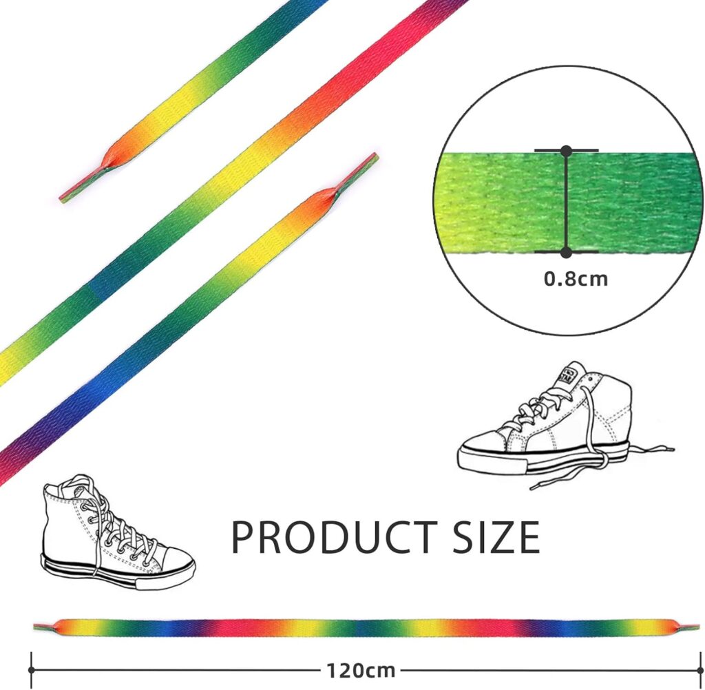 Grevosea Pcs Rainbow Shoelaces 120cm/47.24 Inches Colorful Shoelaces Flat Rainbow Gradient Shoe Laces Brightly Colored LGBT Laces for Adult Sneakers Grevosea Pcs Rainbow Shoelaces 120cm/47.24 Inches Colorful Shoelaces Flat Rainbow Gradient Shoe Laces Brightly Colored LGBT Laces for Adult Sneakers