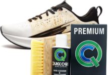 QuickCare Premium Shoe Cleaner with Conditioner, Brush & Sponge, Ultimate Cleaning Shoes Kit for Sneakers, Leather, Suede, Canvas, Mesh, Shoe Care Set, Foam Touch-Up Solution, 4 oz