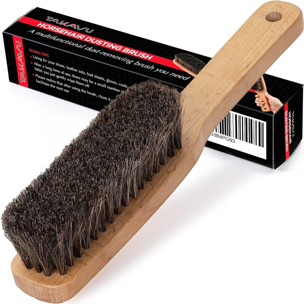 TAKAVU Horsehair Shoe Boot Brush 10.2 Inches - Hat Brush, Hand Broom With 100% Soft Genuine Horse Hair Bristles, Long Beech Wood Handle for Cleaning Shoes, Boots, Counters, Beds, Clothes, Furniture TAKAVU Horsehair Shoe Boot Brush 10.2 Inches - Hat Brush, Hand Broom With 100% Soft Genuine Horse Hair Bristles, Long Beech Wood Handle for Cleaning Shoes, Boots, Counters, Beds, Clothes, Furniture