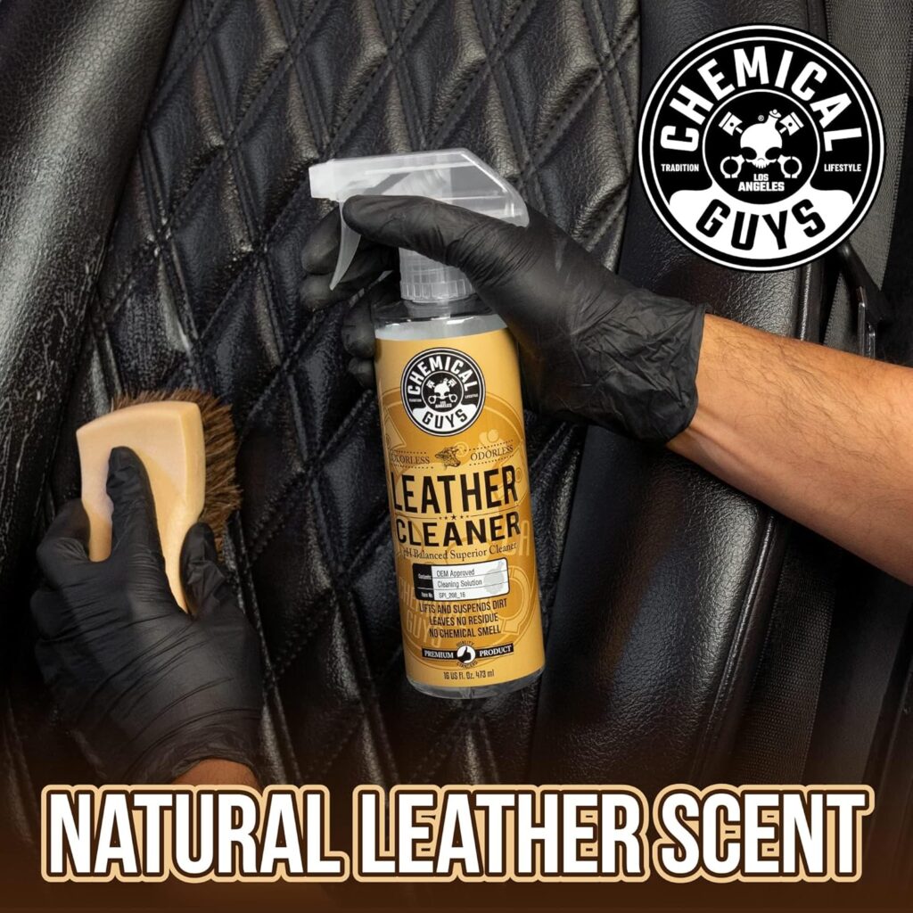 Chemical Guys Leather Cleaner and Conditioner Kit - Bottles (4 oz Each), Car Cleaner and Conditioner, Safely Cleans Conditions Leather Car Interiors, Furniture, Shoes, Boots, Bags, Apparel More Chemical Guys Leather Cleaner and Conditioner Kit - Bottles (4 oz Each), Car Cleaner and Conditioner, Safely Cleans Conditions Leather Car Interiors, Furniture, Shoes, Boots, Bags, Apparel More