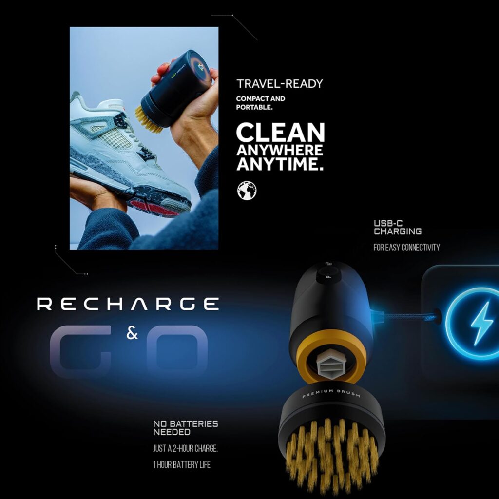 Crep Protect Power Shoe Cleaner – Rechargeable Electric Sneaker Cleaning Kit with Brush, Gel, Cloth Type-C Cable – for White Shoes, Leather, Suede Canvas Crep Protect Power Shoe Cleaner – Rechargeable Electric Sneaker Cleaning Kit with Brush, Gel, Cloth Type-C Cable – for White Shoes, Leather, Suede Canvas