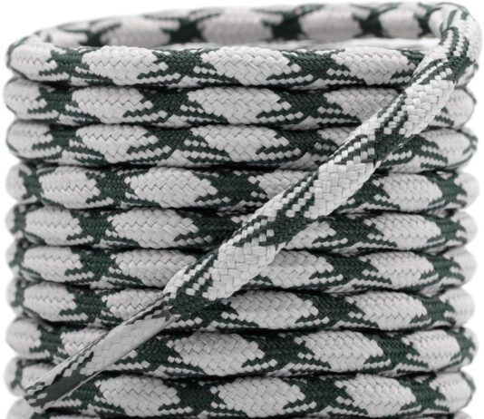 DELELE 2 Pair Round Wave Shape Non Slip Heavy Duty and Durable Outdoor Climbing Shoelaces Hiking Shoe Laces Shoestrings