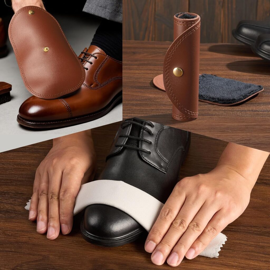 HEEZ PCS Shoe Polish Kit, Shoe Shine Kit, Leather Boot Care Set with Black/Neutral Shoe Polish, Horsehair Brushes, Gifts for Men HEEZ PCS Shoe Polish Kit, Shoe Shine Kit, Leather Boot Care Set with Black/Neutral Shoe Polish, Horsehair Brushes, Gifts for Men