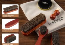 HEEZ 13 PCS Shoe Polish Kit, Shoe Shine Kit, Leather Boot Care Set with Black/Neutral Shoe Polish, Horsehair Brushes, Gifts for Men
