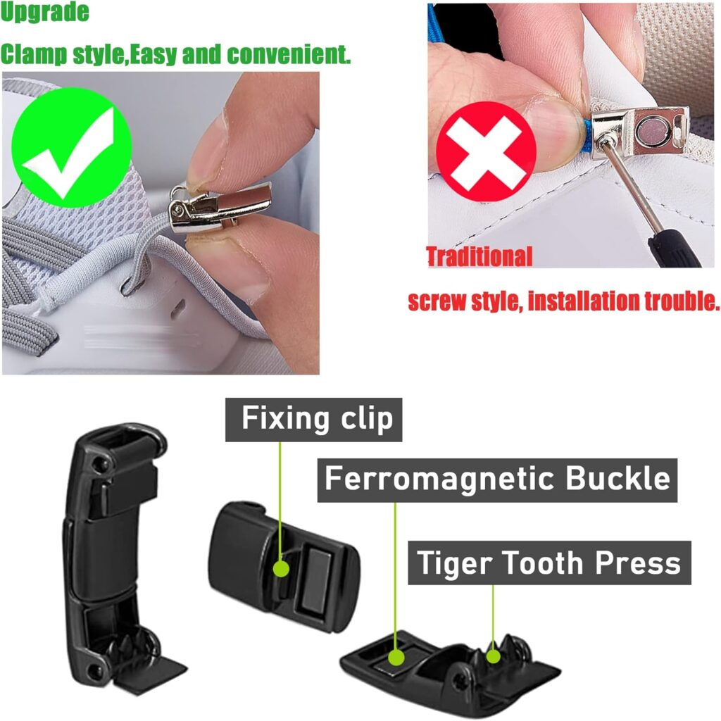 No Tie Elastic Shoelaces for Sneakers, With Magnetic Shoe Laces Lock,One Size Fits All Kids Adult No Tie Elastic Shoelaces for Sneakers, With Magnetic Shoe Laces Lock,One Size Fits All Kids Adult