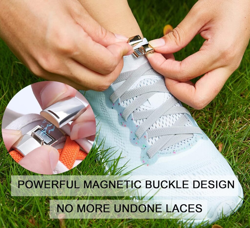 No Tie Elastic Shoelaces for Sneakers, With Magnetic Shoe Laces Lock,One Size Fits All Kids Adult No Tie Elastic Shoelaces for Sneakers, With Magnetic Shoe Laces Lock,One Size Fits All Kids Adult